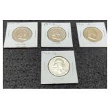 (4) F. Half Dollars 1954-D, 57-D, 62-D, 63-D