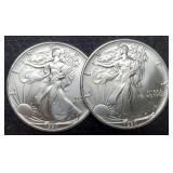 (2) 1990 Silver Eagles