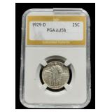 1929-D Slab S. Liberty Quarter PGA AU58