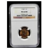 1948-S Slab L. Cent NGC MS66 RD