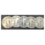 (5) S. Liberty Quarters 1925, 27, 3-30
