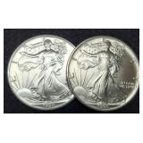 (2) 1990 Silver Eagles