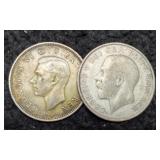 (2) G. Britain 1 Shilling 1924, 1940 Silver