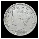 1884 V Nickel VF