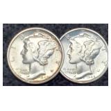 (2) 1945 M. Dimes S, Micro S Unc.