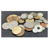 Lot w/ 35 Foreign Coins At Least 6 Are Silver