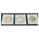 (3) 1964-D Kennedy Half Dollars AU