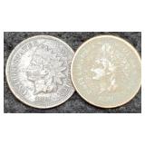 (2) Indian Head Cents 1865, 1872 Both w/ Corrosion
