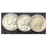 (3) 1919 M. Dimes P,D,S XF, VG, XF