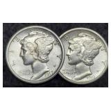 (2) 1917 M. Dime P&S XF