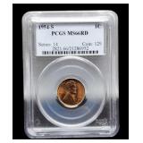 1954-S L. Cent Slab PCGS MS66 RD