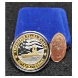 1 Troy Oz. Silver Pearl Harbor Coin 24 K Gold