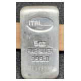 (5) Troy Oz. Silver Bar Sold By The Ounce Ital