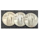 (3) 1928 S. Liberty Quarters P,D,S