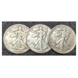 (3) 1945 W. Liberty Half Dollars P,D,S