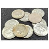 (10) 40% Silver Kennedy Half Dollars