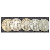 (5) S. Liberty Quarters 1925, 26, 2-27, 30