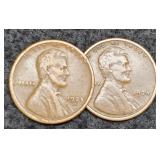 (2) L. Cents w/ Full Wheat 1924, 25