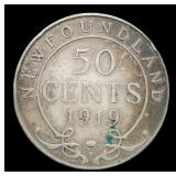 1919 Canada Newfoundland Half Dollar Silver