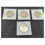 (4) 1964-D Kennedy Half Dollars AU