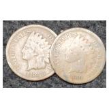 (2) Indian Head Cents 1880, 1888