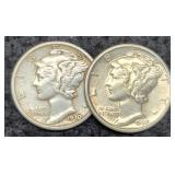 (2) 1930 M. Dimes P&S XF, VF