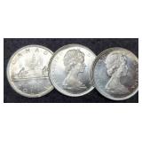 (3) 1965 Canada Silver Dollars Unc.