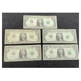 (5) 1963 B $1 "Barr" Notes