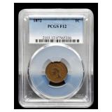 1872 Slab Indian Head Cent PCGS F12