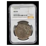 1934-D Slab Peace Dollar NGC AU55