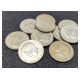 (11) 40% Silver Kennedy Half Dollars