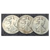 (3) W. Liberty Half Dollars