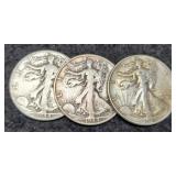 (3) 1944 W. Liberty Half Dollars P,D,S