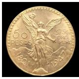 1947 Gold Mexico 50 Pesos Unc. Centennial Of