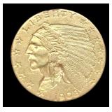 1908 $2 1/2 Gold Indian Quarter Eagle AU
