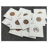 (13) Indian Head Cents 1880-1909