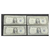 (4) 1935 $1 Silver Certificate Notes AU