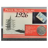 1926-S Peace Dollar w/ Display Cord & Stamp