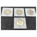 (4) 1964-D Kennedy Half Dollars AU