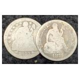 (2) Liberty Seated Dimes AG 1853, 1875