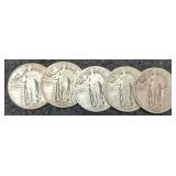 (5) S. Liberty Quarters 1925, 26, 2-27, 30
