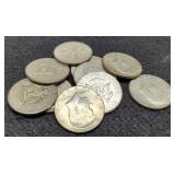 (10) 40% Silver Kennedy Half Dollars