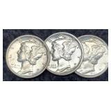 (3) 1943 M. Dimes P,D,S Unc.
