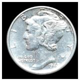 1942 42 Over 41 M. Dime AU; Strong Strike Coin For