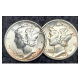 (2) 1945 M. Dimes P,D Unc.