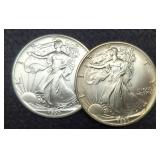 (2) 1990 Silver Eagles