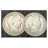 (2) Barber Half Dollars 1898-O, 1912