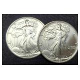 (2) 1990 Silver Eagles