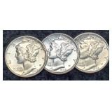 (3) 1939 M. Dimes P,D,S, Unc.