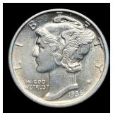 1936-S M. Dime AU